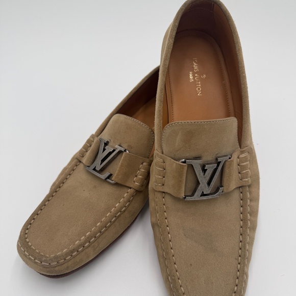 Louis Vuitton Beige Suede LV Buckle Loafers main image 4